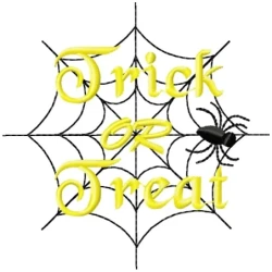 Trick Or Treat Text With Spider Machine Embroidery Design