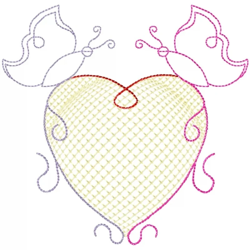 Valentine Butterfly Heart Embroidery Design