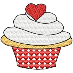 Valentine Cupcake Heart Embroidery Design