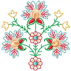 Vintage Outline Floral Embroidery Design