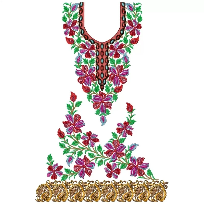 Wild Flowers Indian Embroidery Dress Design