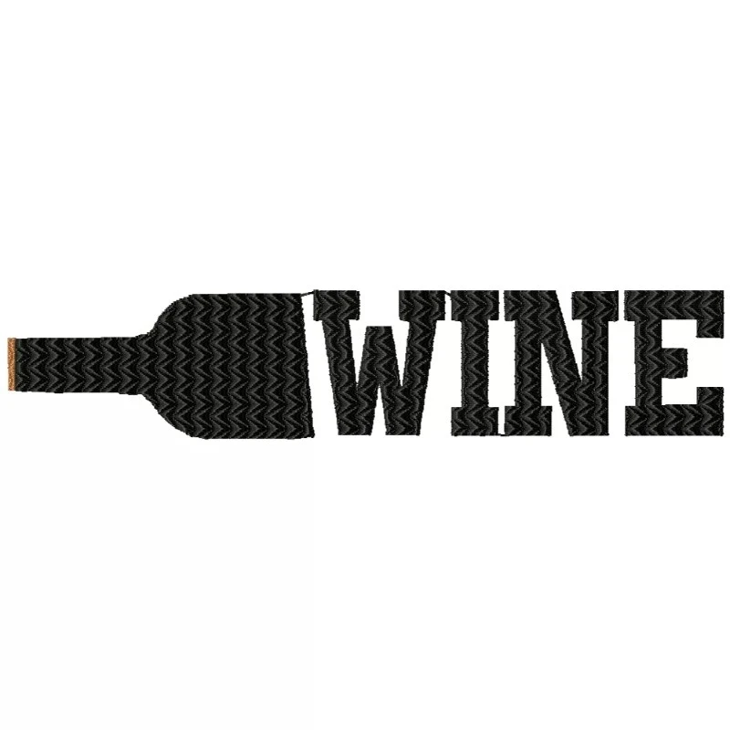 Wine Text Logo Embroidery Design