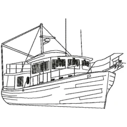 Yacht Ship Outline Embroidery Design