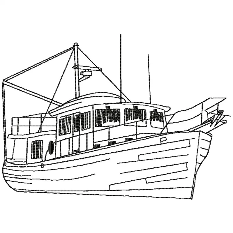 Yacht Ship Outline Embroidery Design