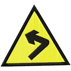 Left Turn Ahead Traffic Sign Embroidery Design
