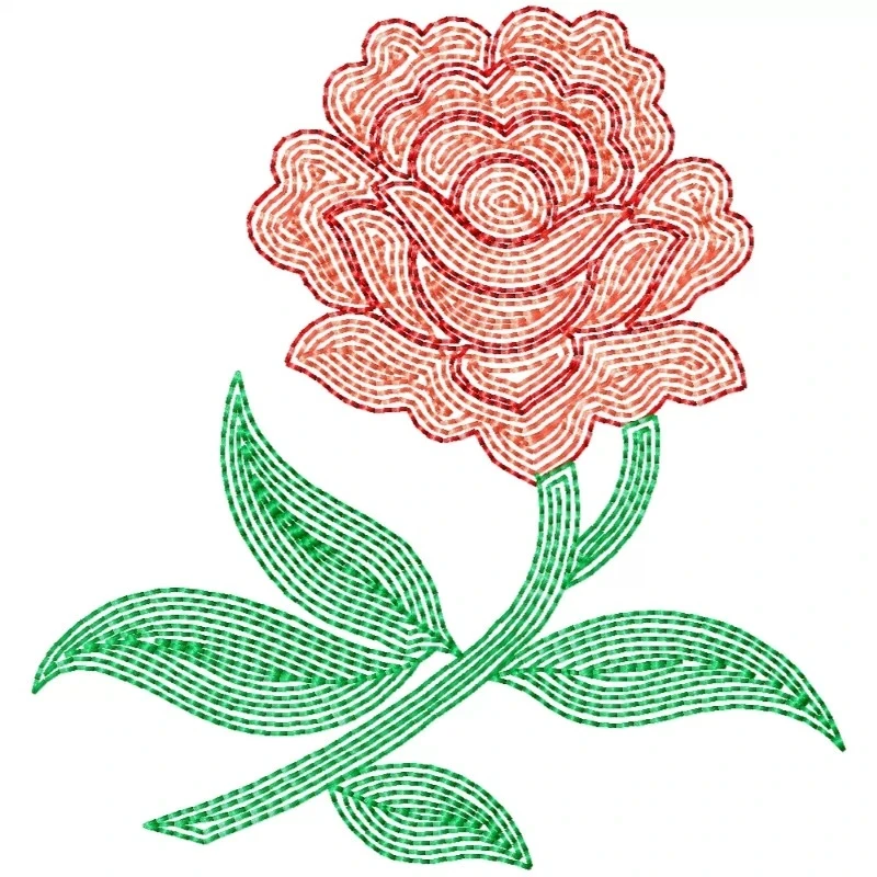 Line Art Rose Embroidery Design