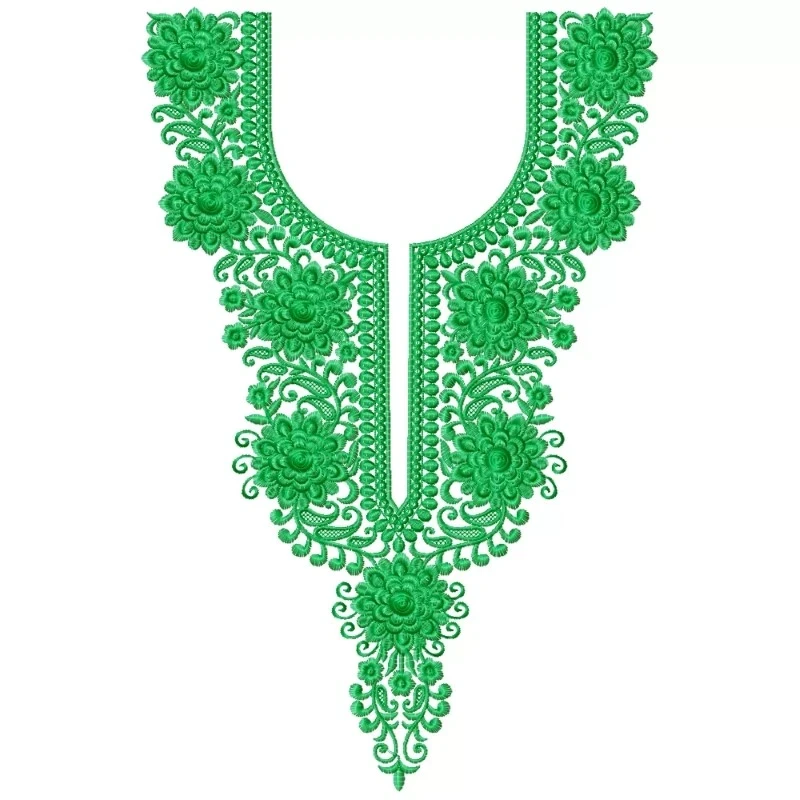 Long Neckline Pattern Emroidery