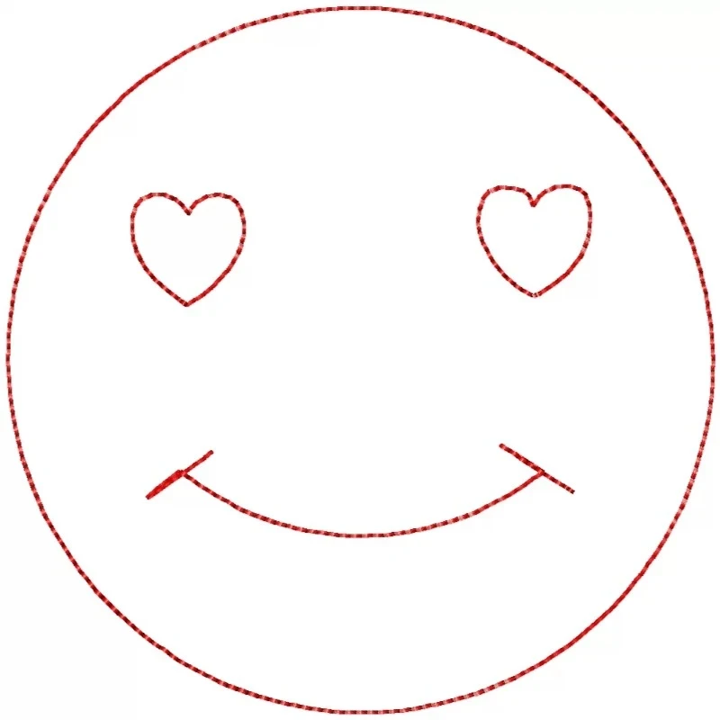 Love Heart Eyes Embroidery Face Outline