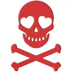 Lovely Skull Heart Embroidery Design