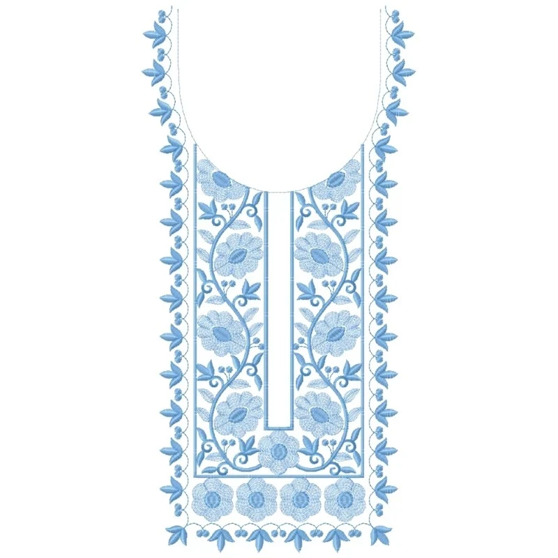 Flat Neckline With Border Embroidery Designs Set