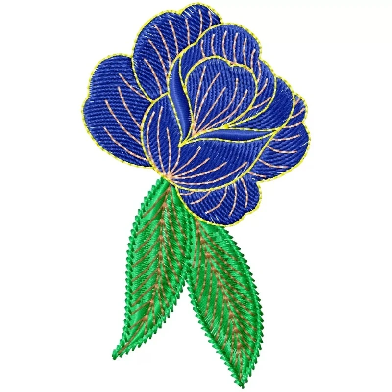 New Rose With Leaves Embroidery Design
