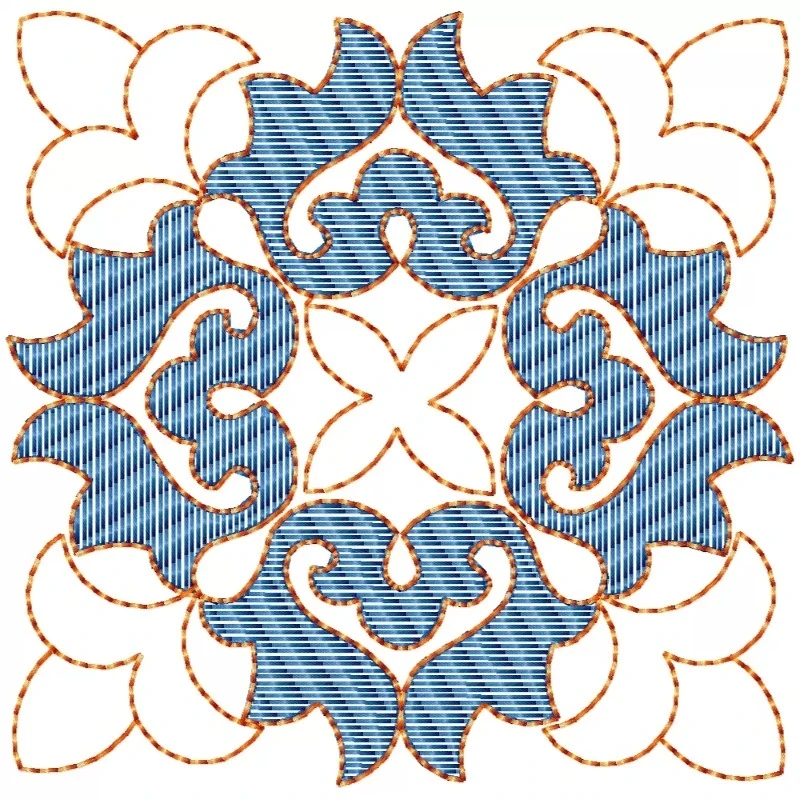New Square Block Floral Embroidery Design Pattern
