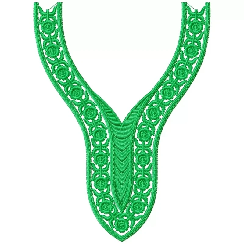 One Color Long Neckline Embroidery Design