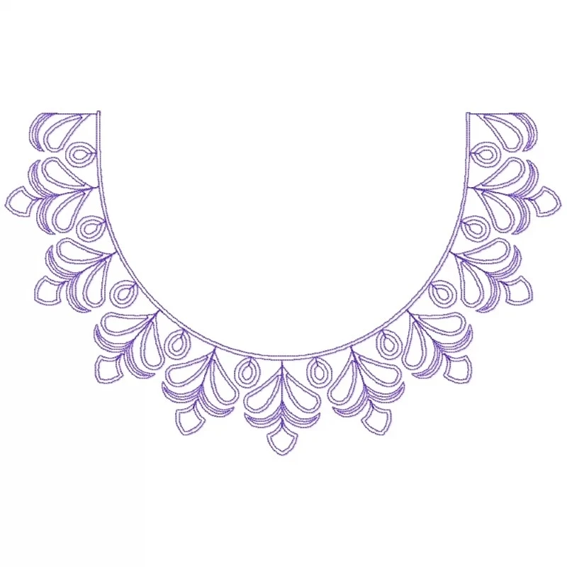 Outline Line Art Neckline Embroidery Design