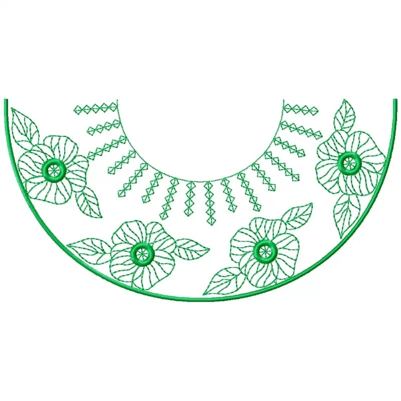 Outline Motif Neckline Embroidery Flower Design