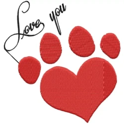 Paw Love Embroidery Design
