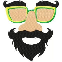 Funky Men Face With Beard & Specs Embroidery Design