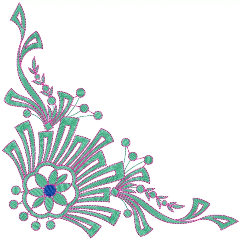 Large & New Corner Floral Machine Embroidery Design