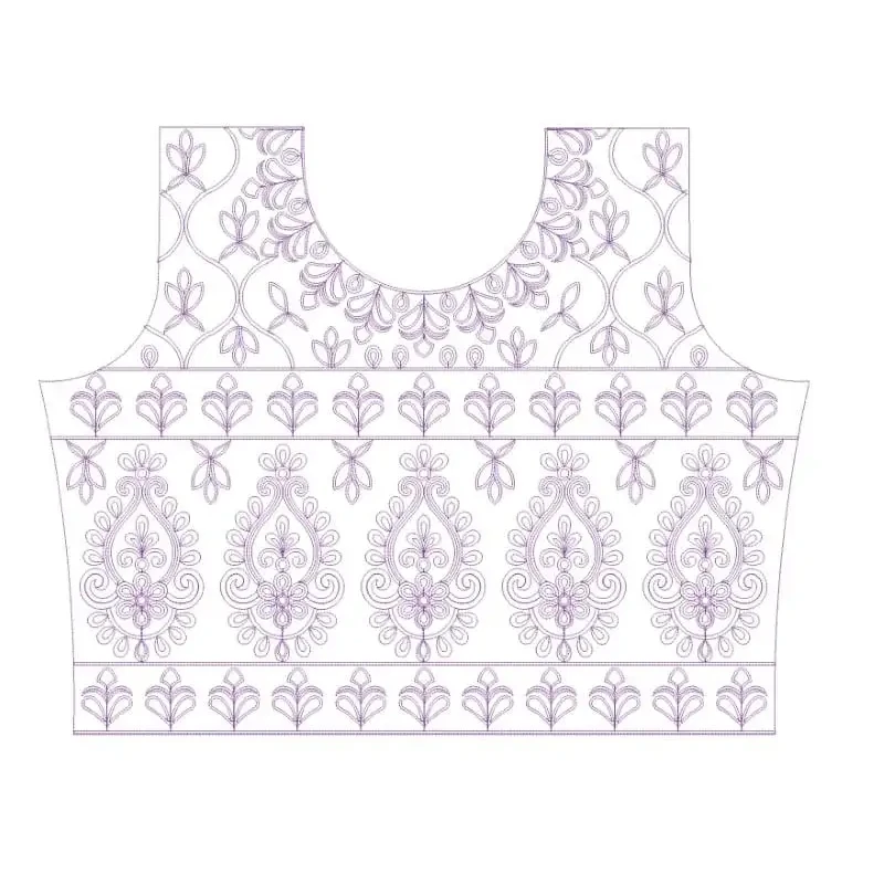 Neckline Choli Outline Embroidery Design