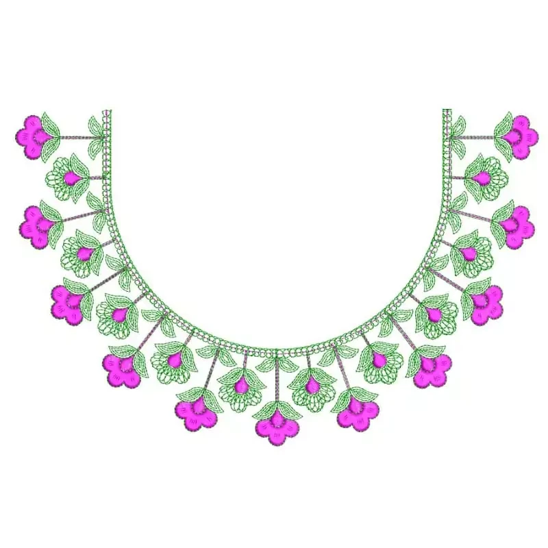 Flowers Outline Neckline Embroidery Design