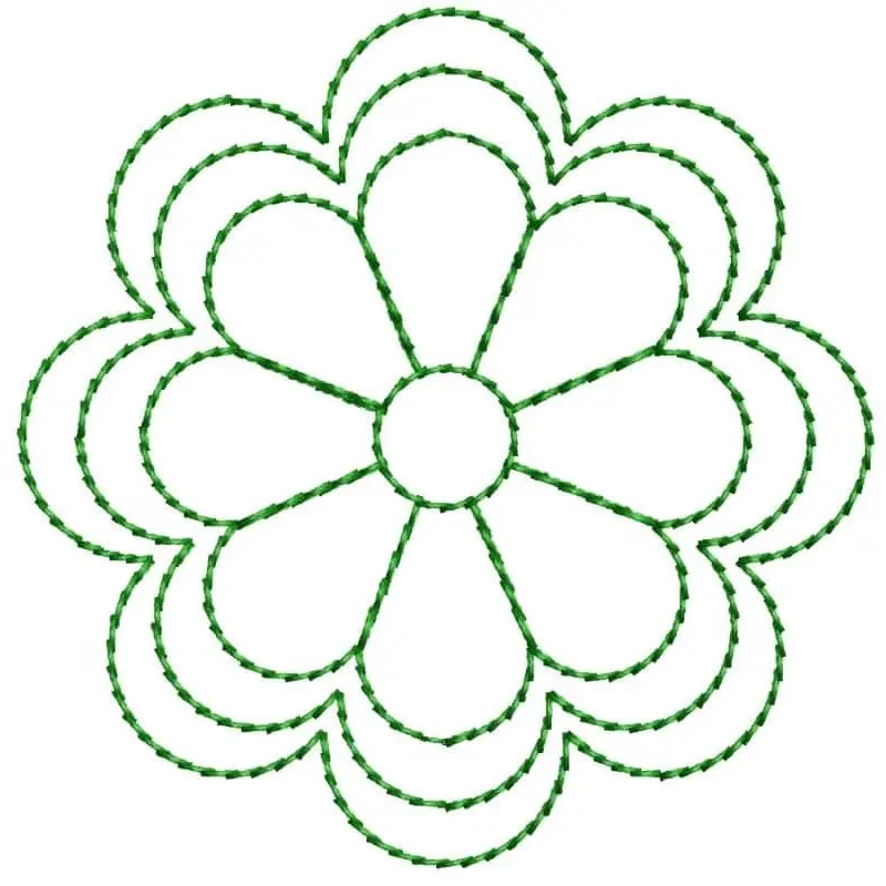 Outline Floral Machine Embroidery Design